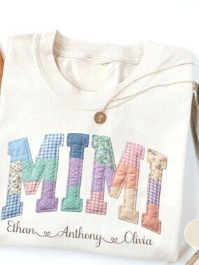 Personalized Mimi Faux Patchwork Shirt With Kids Names